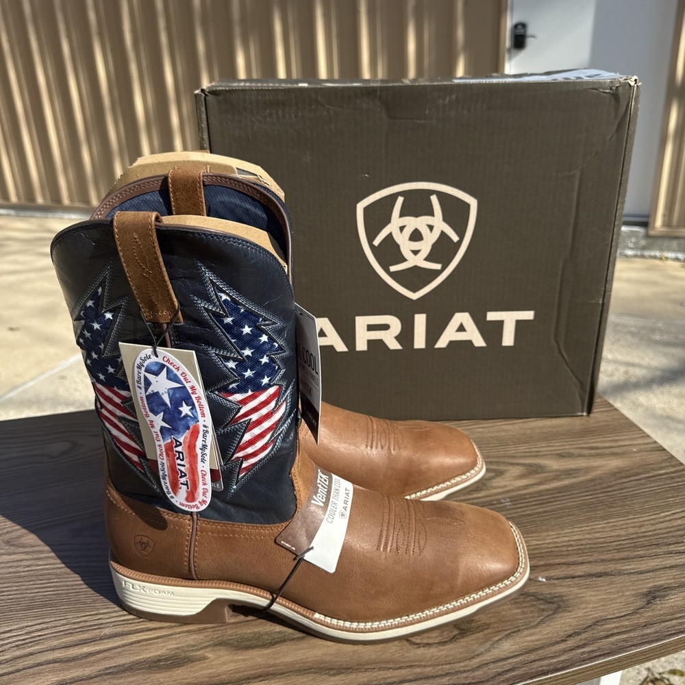 ARIAT MEN'S RIDGEBACK VENTTEK PERFORMANCE WESTERN BOOTS - SQUARE TOE SIZE 14 M